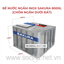 Bể Nước Ngầm Inox Sakura 8000L (Chôn Ngầm Dưới Đất)