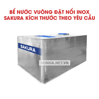  Bể Nước vuông đặt nổi inox Sakura (Kích thước theo yêu cầu)