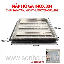  Nắp hố ga inox 304 chống nước, ngăn mùi 700x700x103 - chịu tải cao 4 tấn