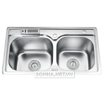 Chậu Gorlde Inox cao cấp 2 hố - 5812 (830 x 440 x 230 mm)