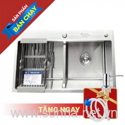  Chậu Rửa Bát Kagol K7843-304 Cân Hai Hố Cân Inox 304 (780x430x240 mm)