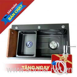 Chậu Rửa Bát Kagol KND7545 1 Hố Nano Đen (750x450x240 mm)