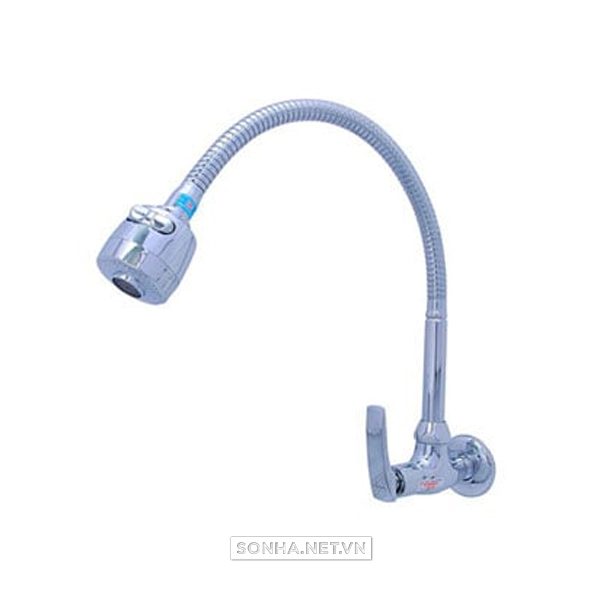 Vòi rửa bát lạnh lắp tường cần mềm đồng Bancoot BC12B