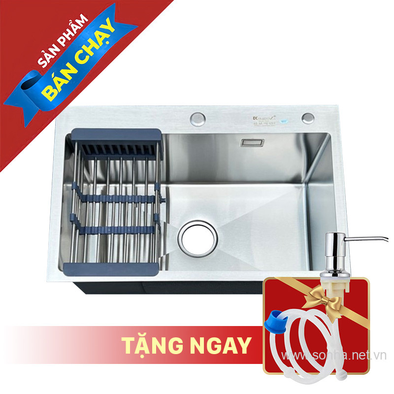 Chậu Rửa Bát Kagol K6845 Một Hố Inox 201 (680x450x240 mm)