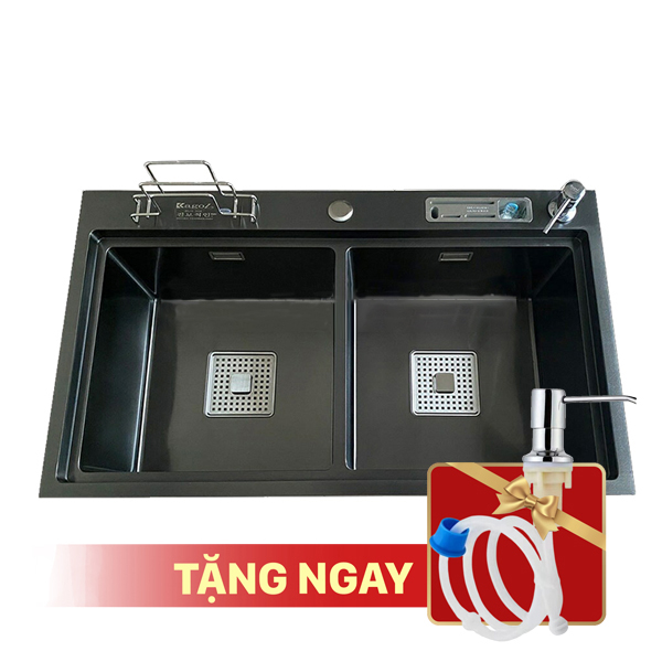 Xổ số 8KBET đa dạng các loại hình cược như Keno, xổ số miền Bắc, Trung, Nam KAGOL HND8248 VN-CD hai hố cân Nano đen bậc thang cài dao - cài thớt vách nhỏ (820x480x240mm)