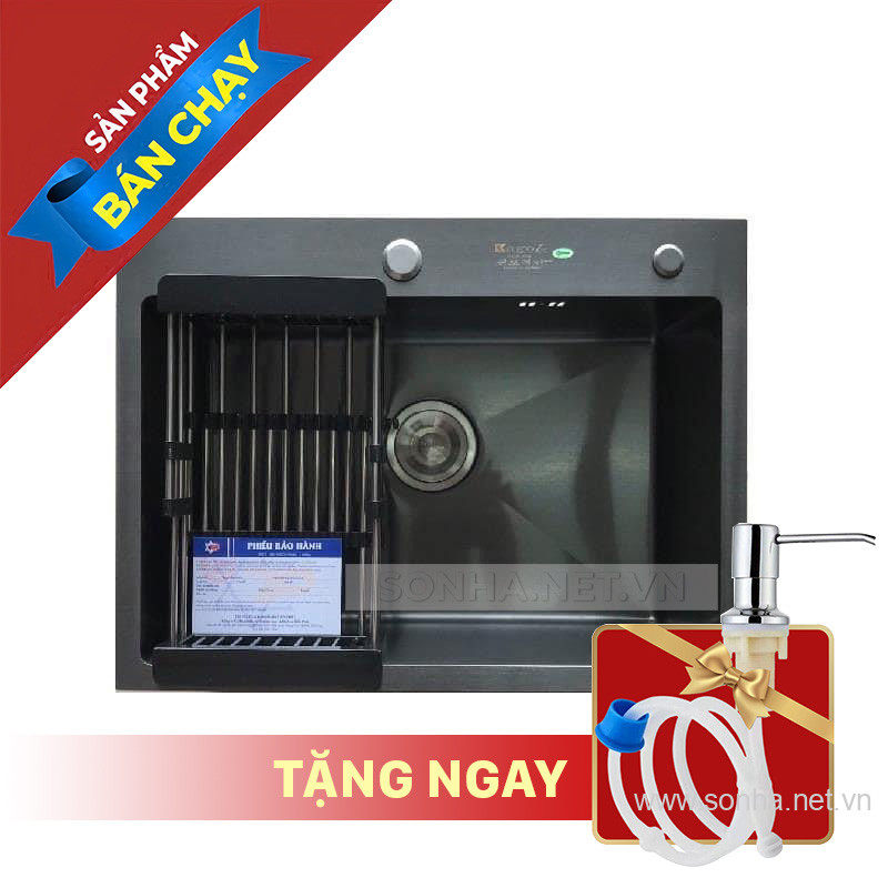 Chậu Rửa Bát Kagol KND6045 Một Hố Nano Đen (600 x 450 x 240 mm)