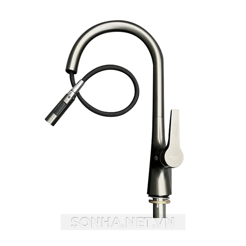 Vòi rửa bát Kagol K12 mạ nano xám cần rút