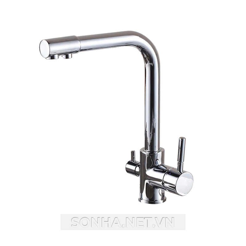 Vòi rửa bát Kagol K22 đồng ba đường nước mạ crome